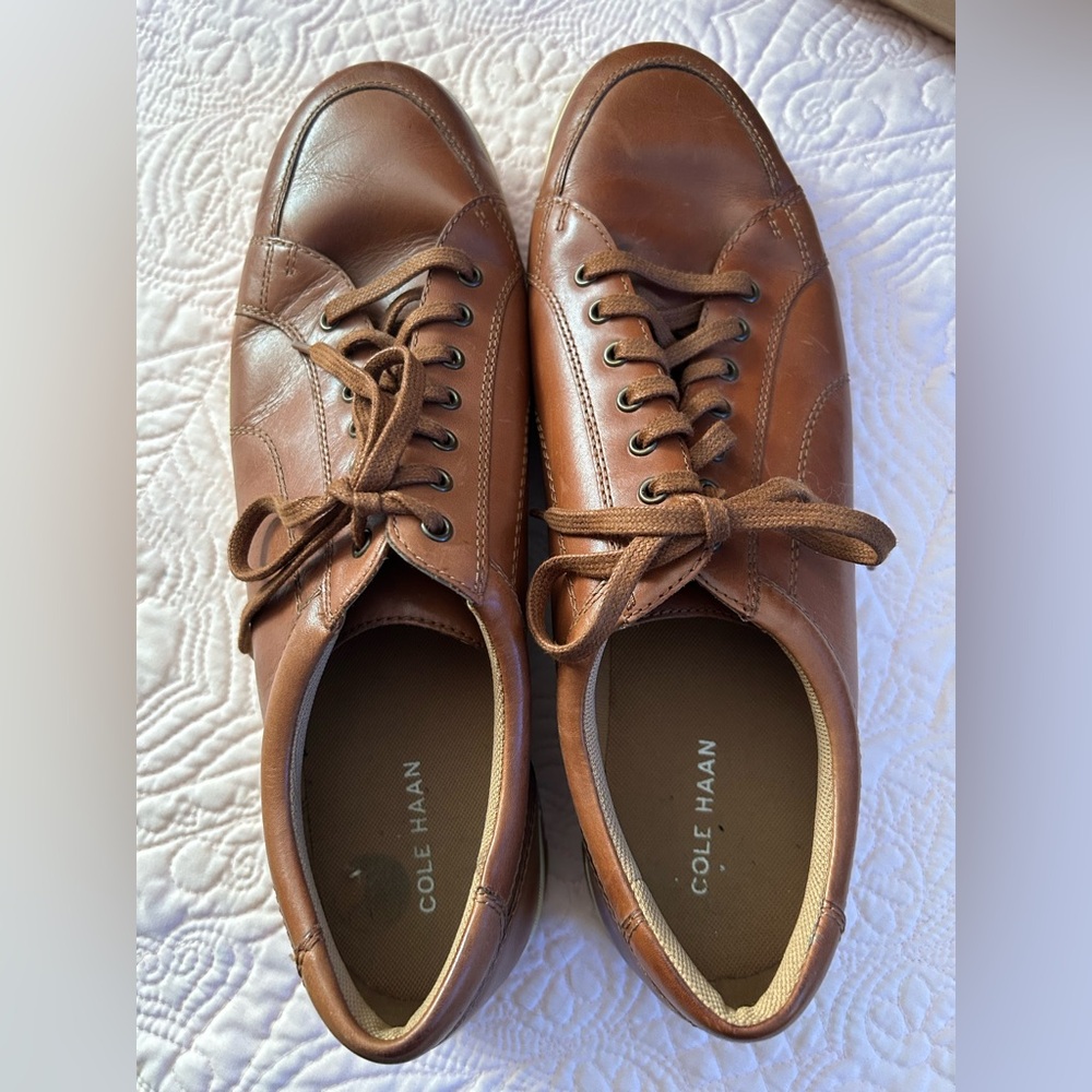 Cole Haan Men's Tan Brown Leather Lace-Up Sneakers